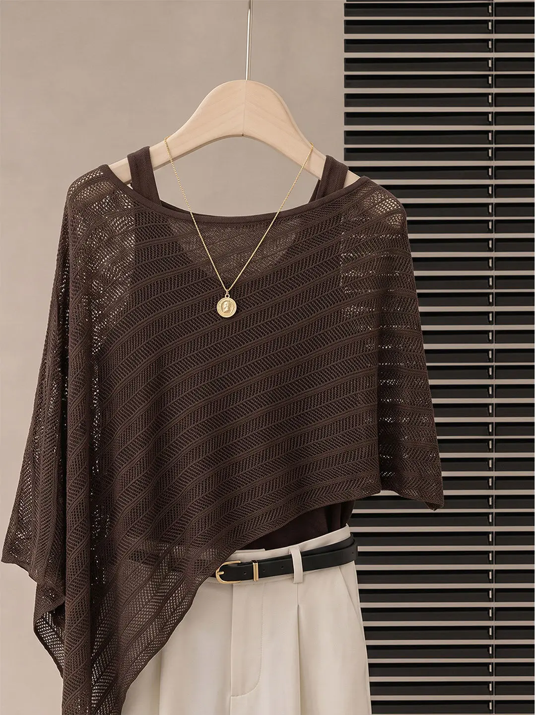 Women's Summer Lace Knitted Cardigan Shawl Two-Piece Set Light Weight Sun Protection Hollow out Design Breathable Commute Style