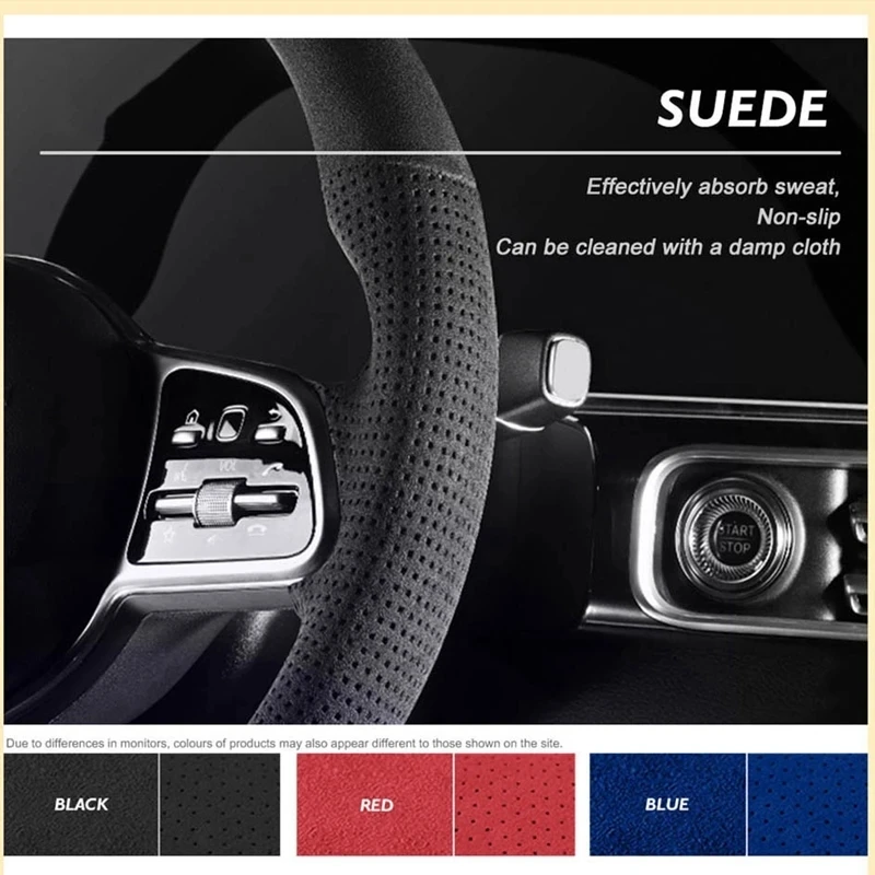 Car Steering Wheel Cover Soft Suede For Volkswagen VW Atlas Golf 8 Mk8 Jetta Passat B9 Tiguan Sharan Steering-Wheel Cover Wrap