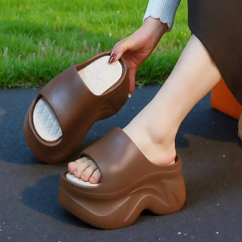 

Women's 9cm super high heels platform slippers female non-slip eva thick-sole fashion shoes chunky sandals outdoor casual wear