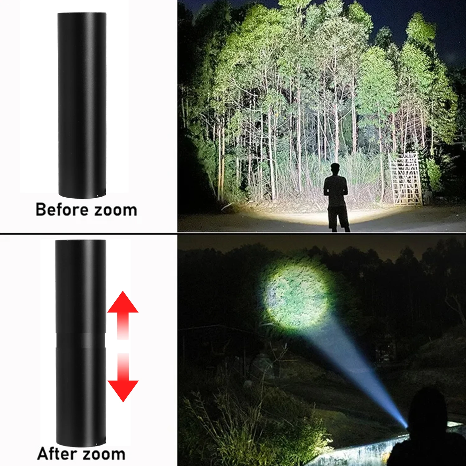 Aluminum Alloy Mini LED Flashlight USB Rechargeable Flashlights Portable Zoom Torch Light Outdoor Camping Waterproof Lighting