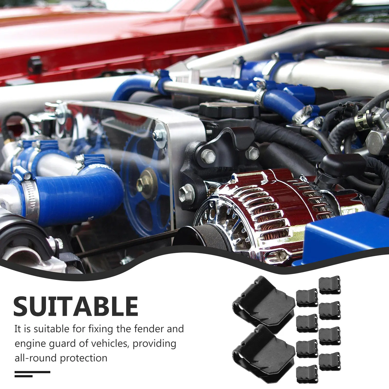 

10pcs Universal Fender U Automotive for Splash Guards Mud Shield Metal Retainer for Auto Accessory