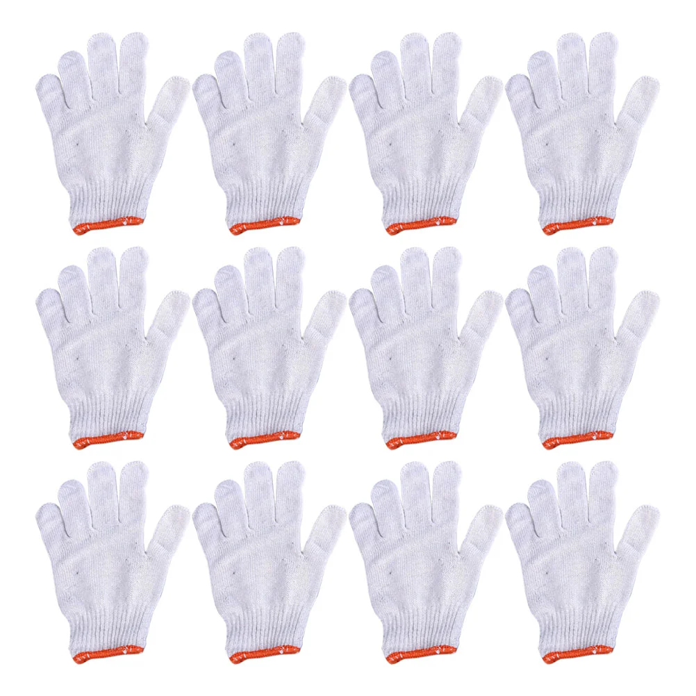 12 Uds. Guantes de protección laboral, guantes protectores para mecánicos de sitio de construcción de hilo de algodón resistentes al desgaste para hombre y mujer (600 gramos de