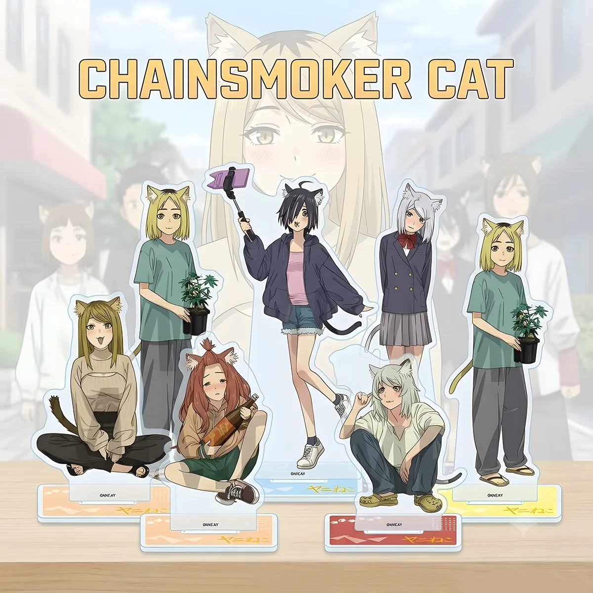 Soporte de Acrílico de Gato Anime Chainsmoker de 15cm, Kai Cat, Regalo de H