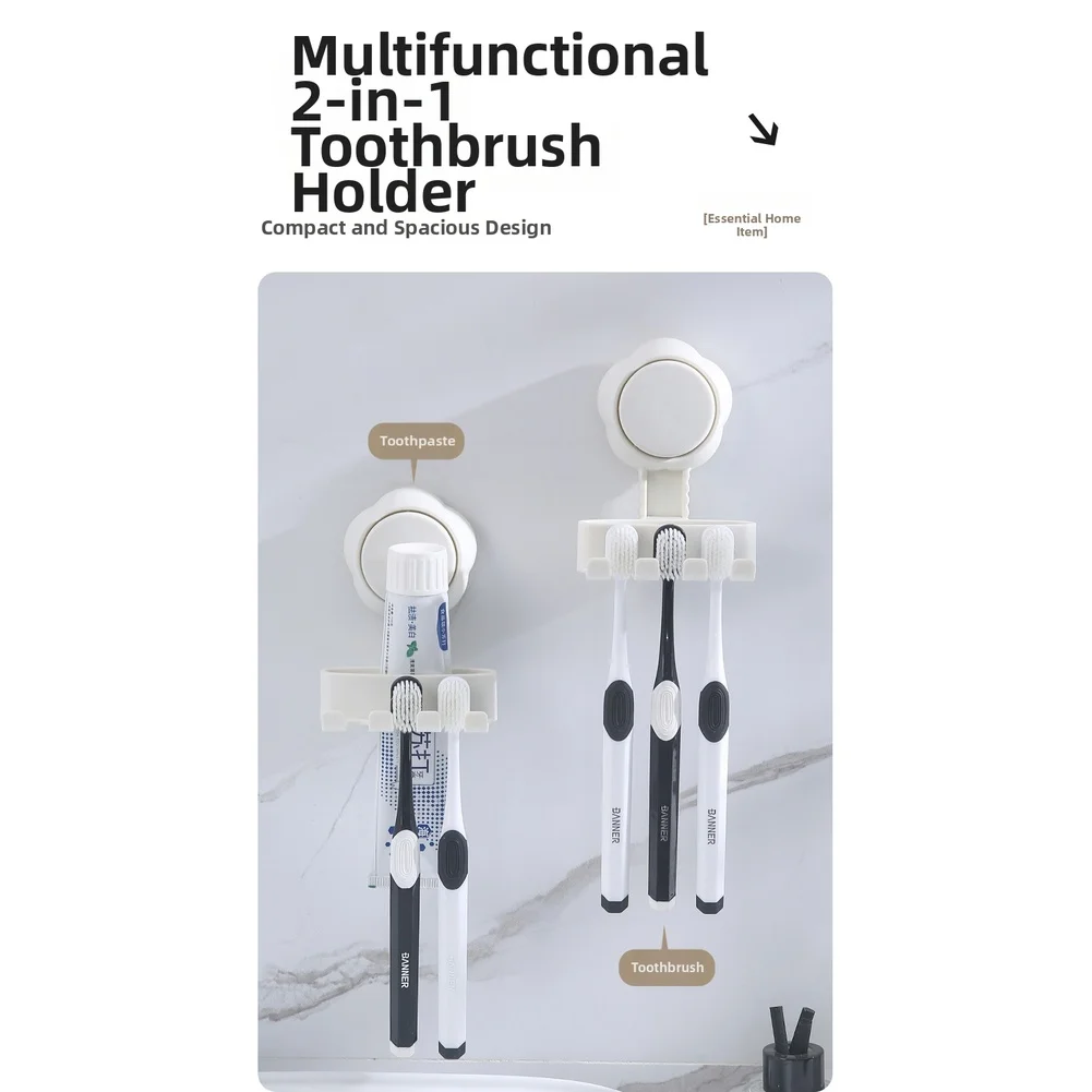 Suction Cup Holder Toothbrush Holder Bathroom Counter White Easy Install Toothbrush Holder Hygienic Ventilation