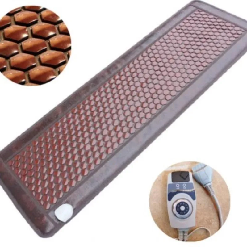 Electric Infrared Heat Therapy Pad Heated Jade Germanium Stone Massage Mattress Natural Jade Bed Adjustable Timer & Temp