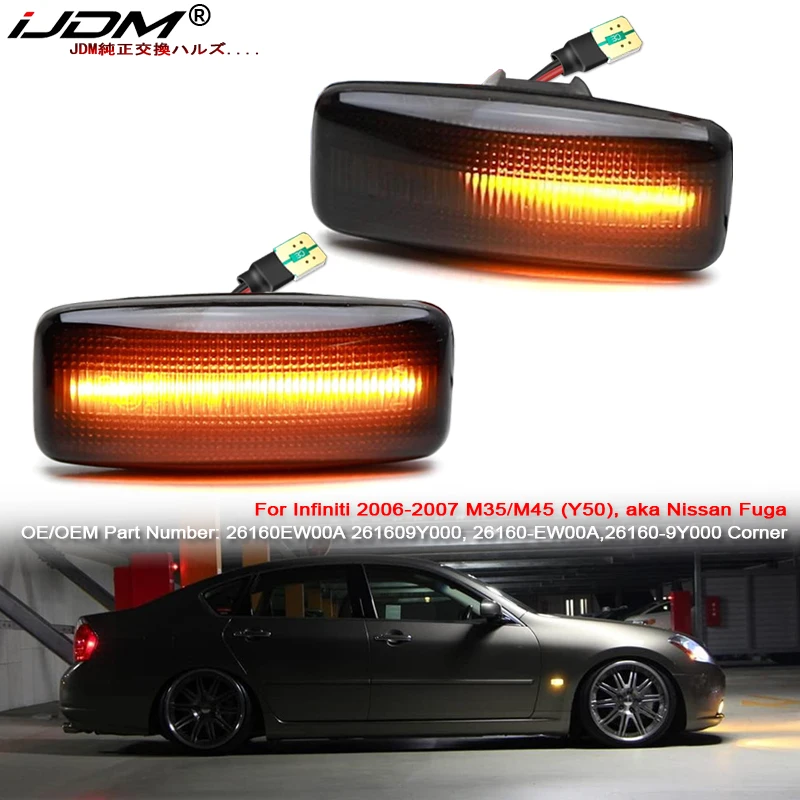 iJDM Blink LED Fender Side Marker Turn Signal Lights For Infiniti M35 M45 FX35 FX45 QX56 QX60 For Nissan Sylphy Teana J31 Murano