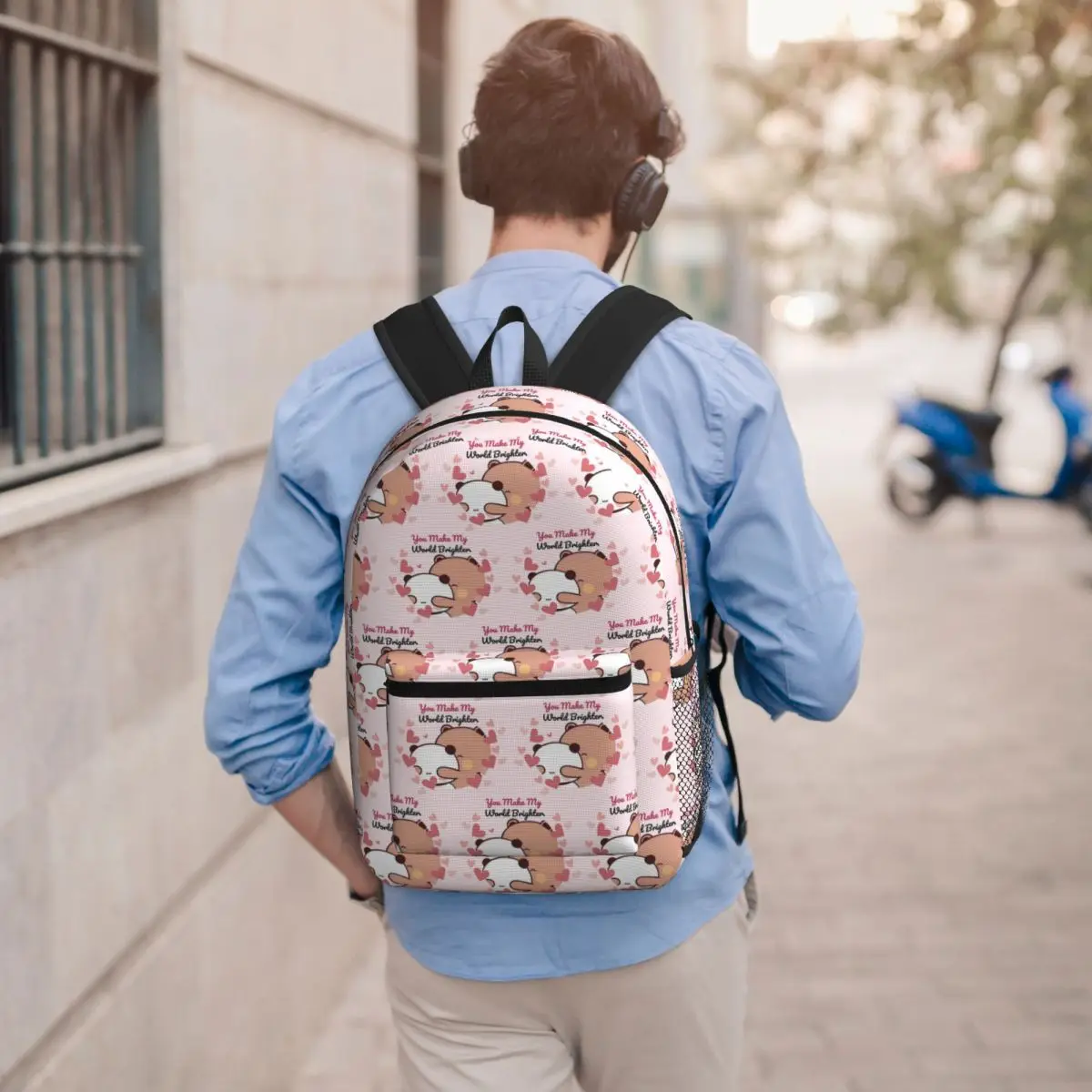 Panda Bear And Brownie True Love Happy Birthday BUBU DUDU Backpack School Bag Hiking Travel Daypack Bookbag Shoulder Bags
