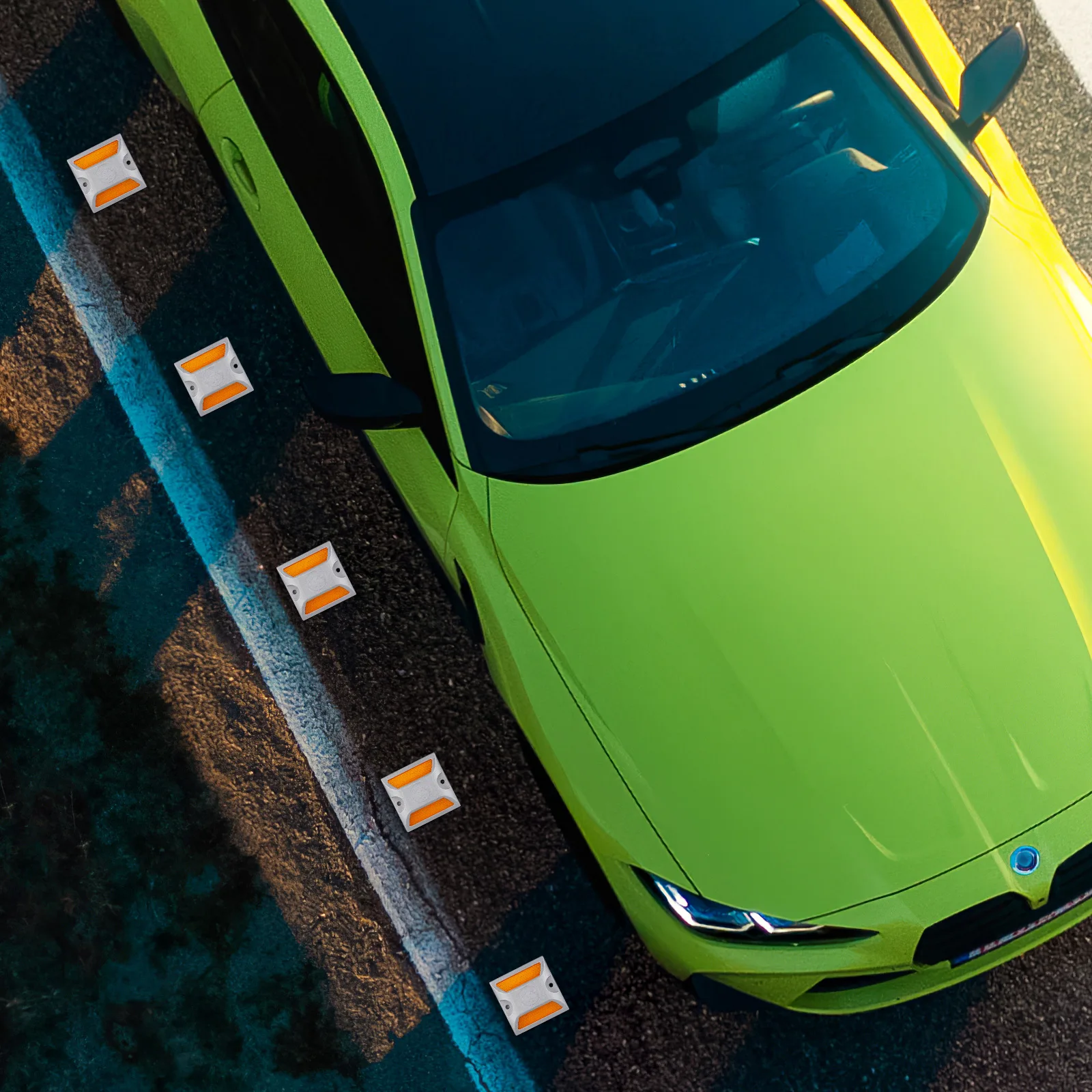 

2Pcs Highly Visible Reflective Driveway Markers Road Pavement Studs for Safety Guidance - Street Reflectors Snow