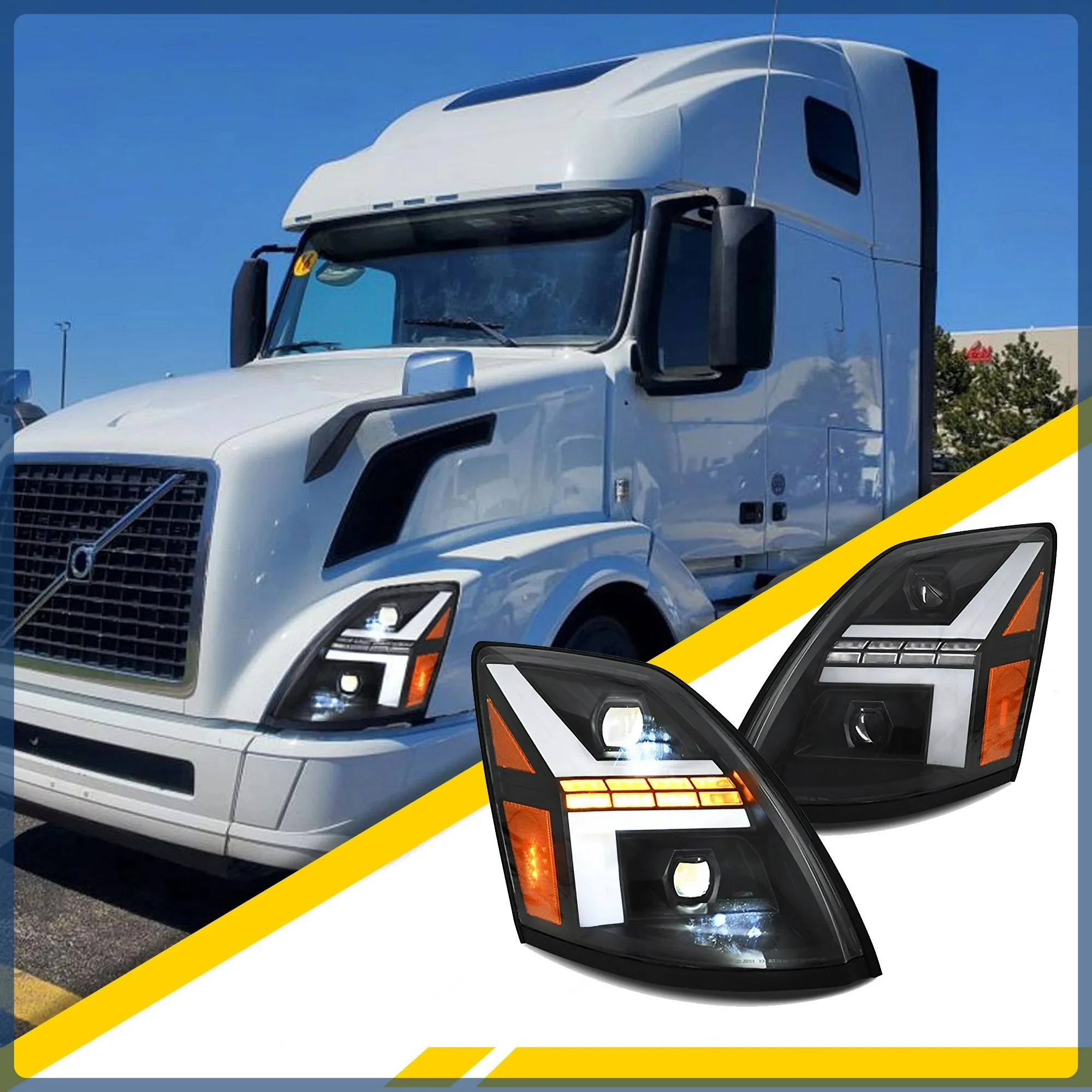 

LED Headlights for Volvo VNL VNM 2004-2018/VN 2004-2015/Volvo VNX 2015-2018 with Dynamic Start Animation