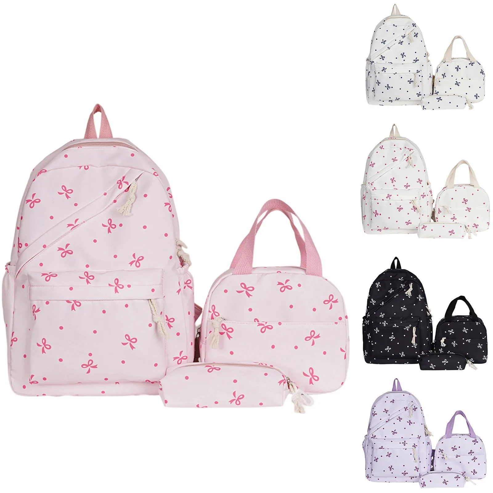 Large Capacity Backpack Computer Backpack Casual Shoulder Student Backpack Cartoon Multicolor Bowknot School Practical