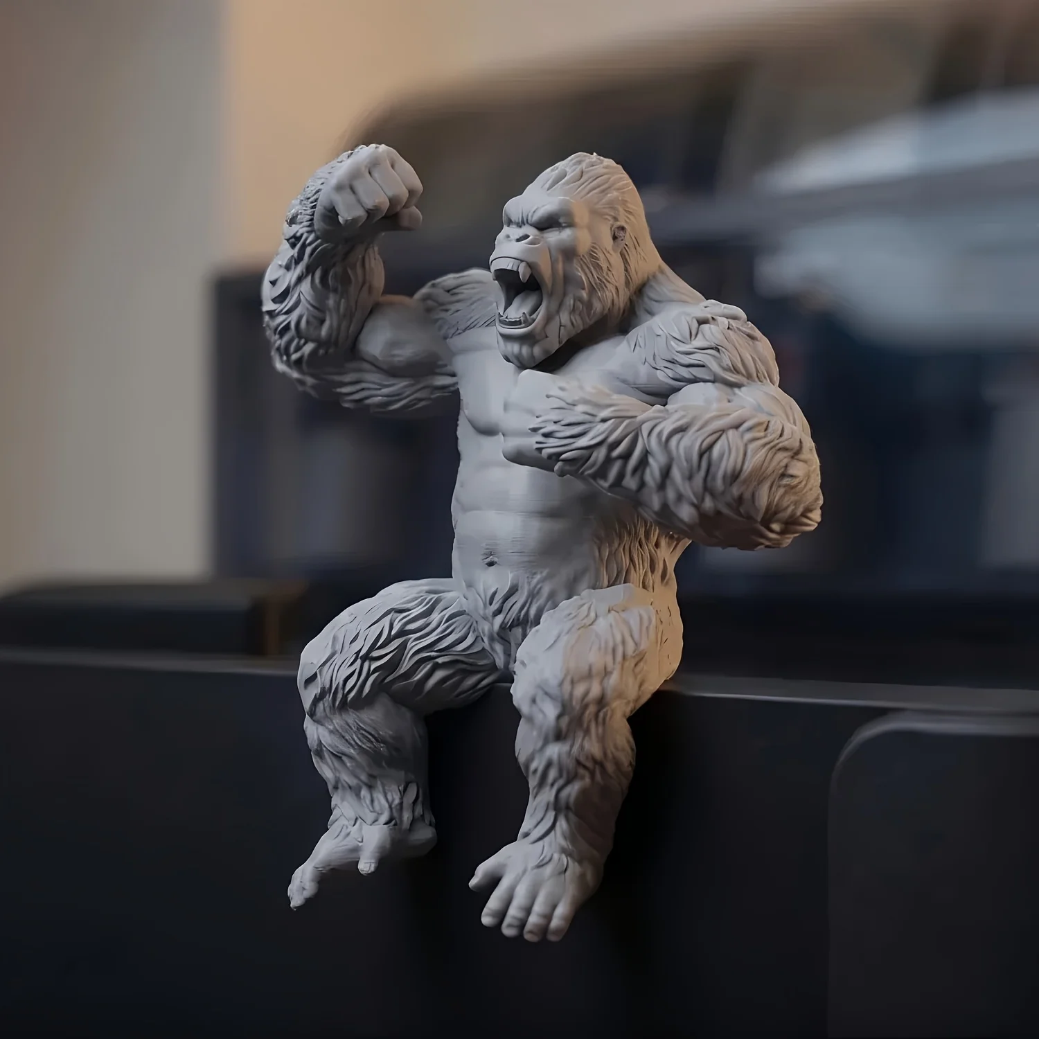 Creative Roar Gorilla Desk Monitor Topper Figurines Statues Ape Cool Desktop Ornaments for Computer Monitor Shelves Office Decor