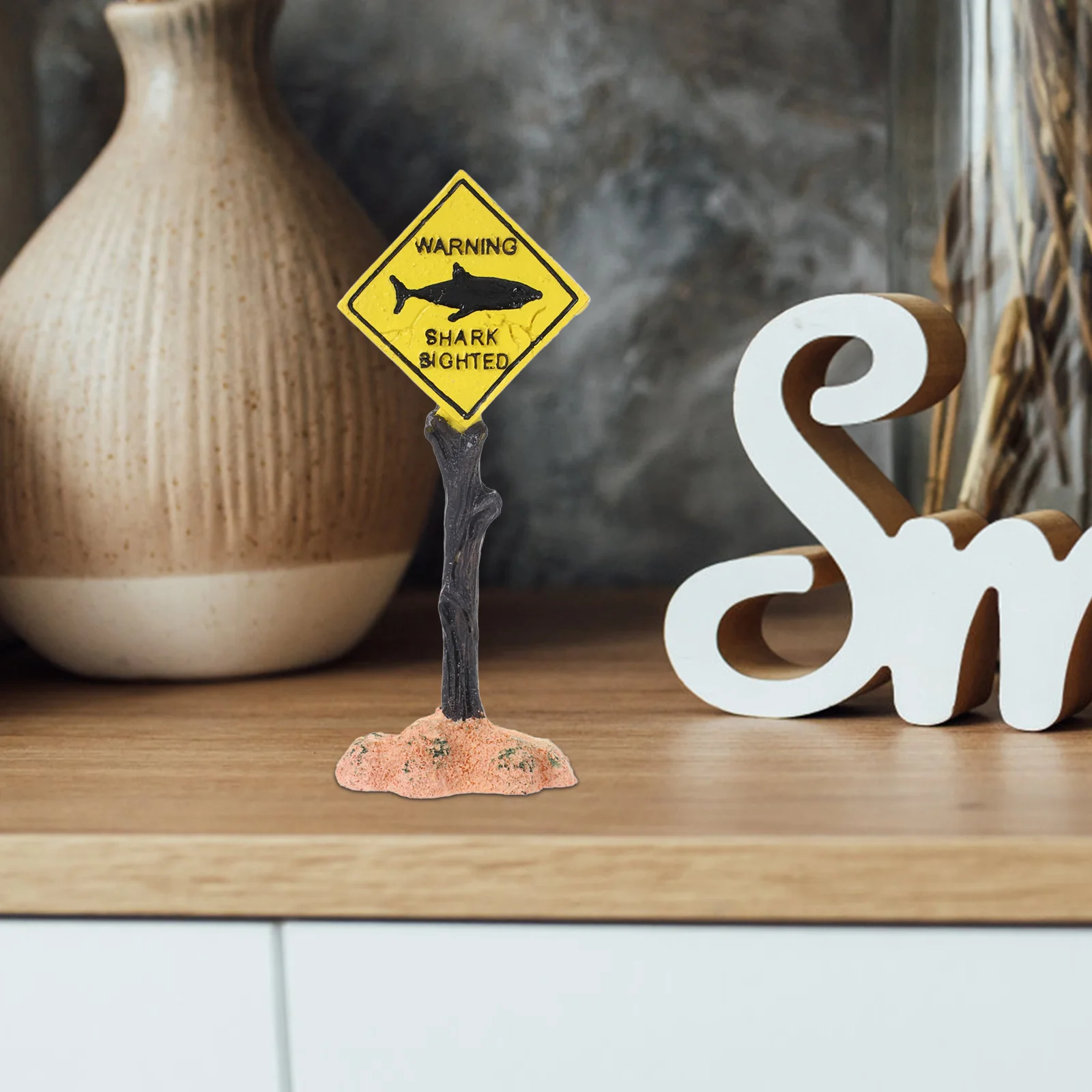 

Aquarium Warning Sign Resin Ornament Decorative Fish Tank Landscape Decor Fish Tank Accessory Aquarium Resin Craft