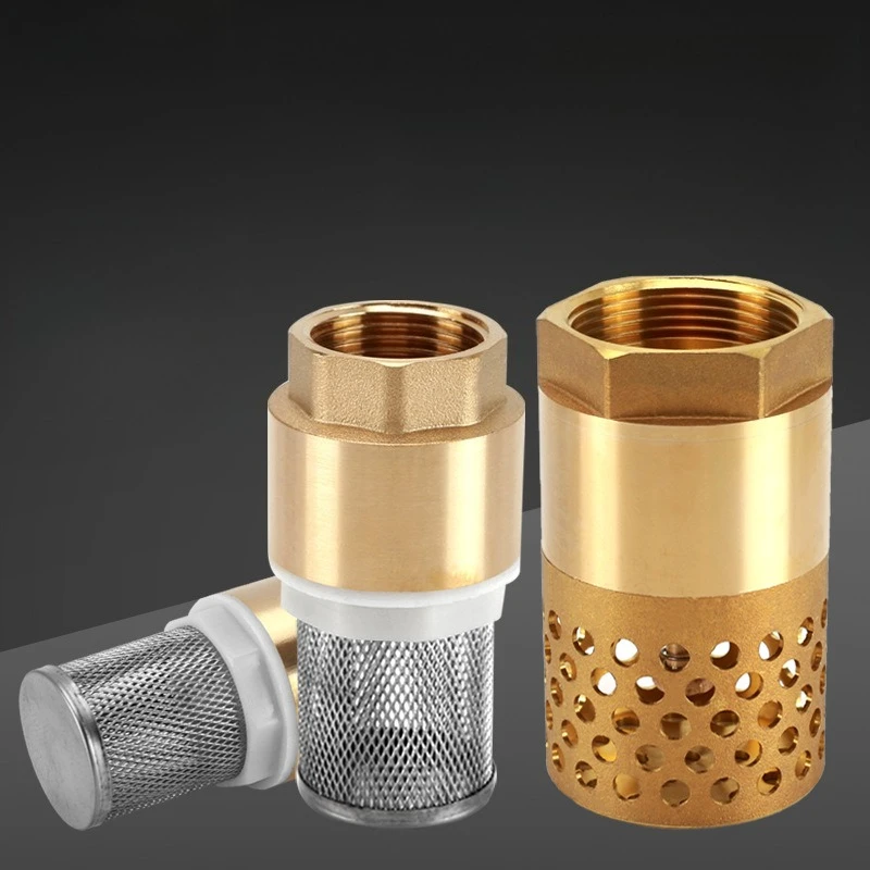 Brass Foot Valve Spring Check Valve Non‑Return Anti‑Backflow Valve For Water Pump 4/6  1/1.5/2 Inch