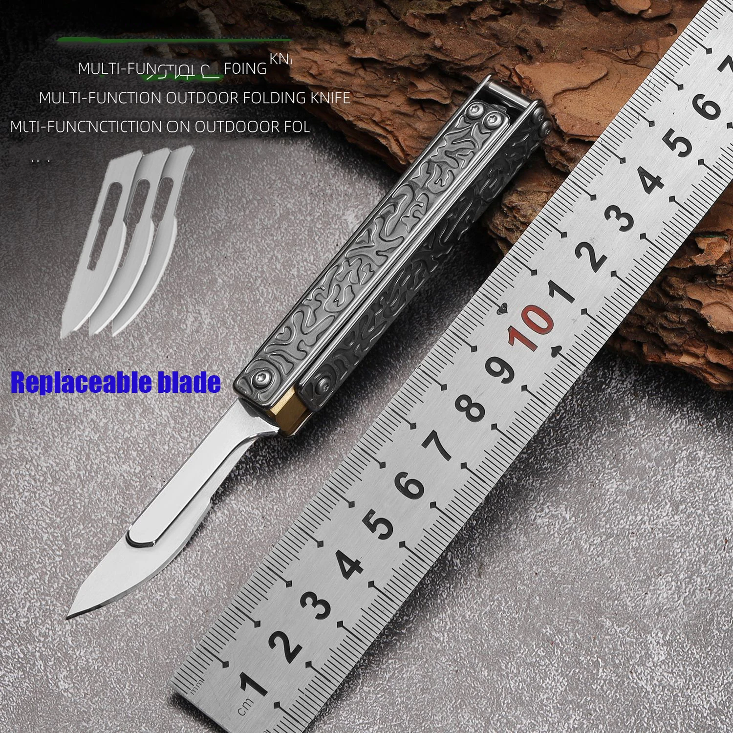 Imagem -02 - Multi-function Utility Knife Papel de Parede Bisturi Crowbar Sturdy Edc Mini Folding Knife Engrave Carving Tools Aço Inoxidável