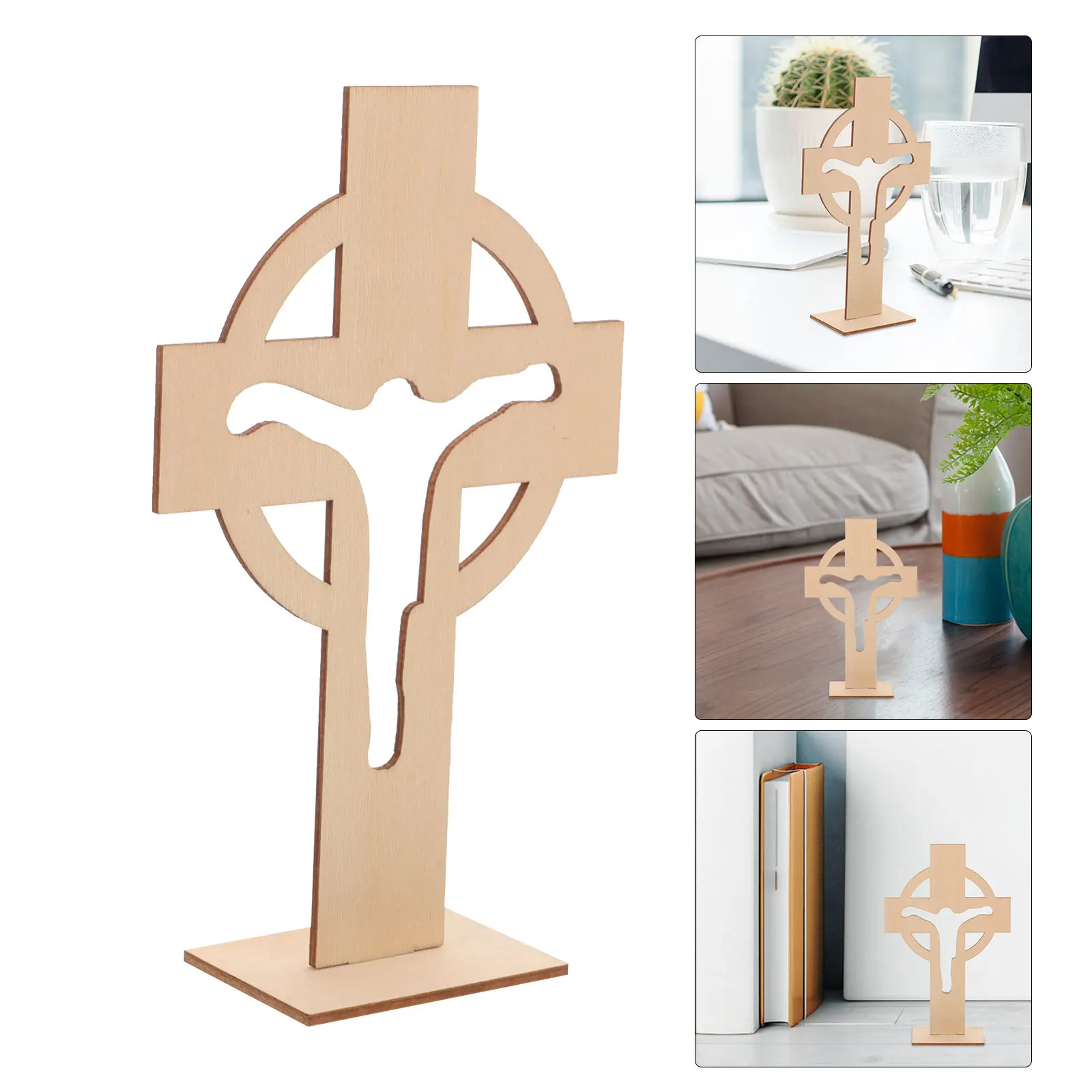 

10pcs Wooden Cross Ornaments Unpainted Religious Decor Craft Adornment Desk Home Office Photography Prop Small Shaped