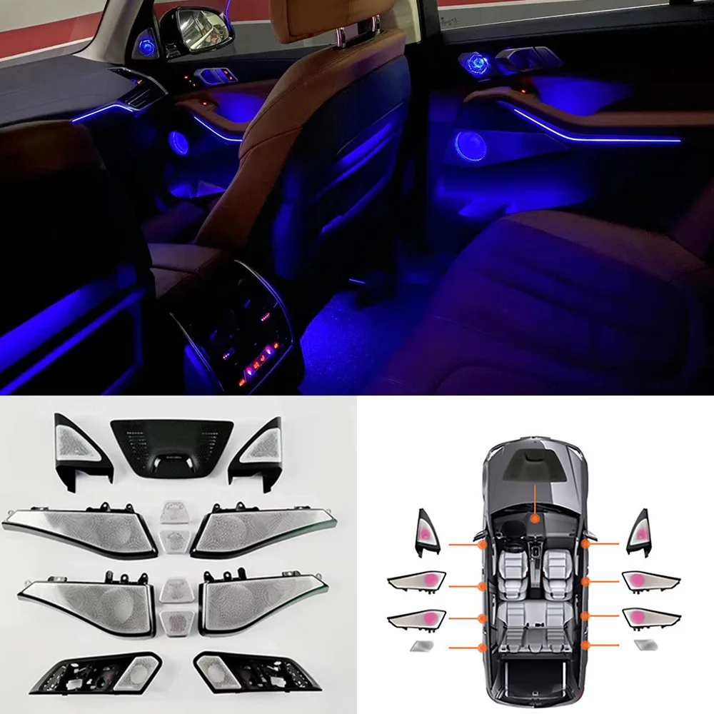 new 11 Colour LED Speaker Cover For BMW X5 G05 X7 G07Car Midrange Tweeter HiFi Music Stereo Horn Ambient Light Decorate Refit