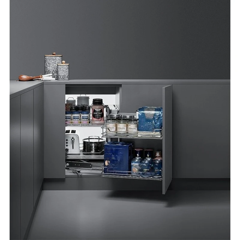 Kitchen Monster Corner Basket Stainless Steel Cabinet Linkage Cabinet Damping Drawer Rotary Corner Basket
