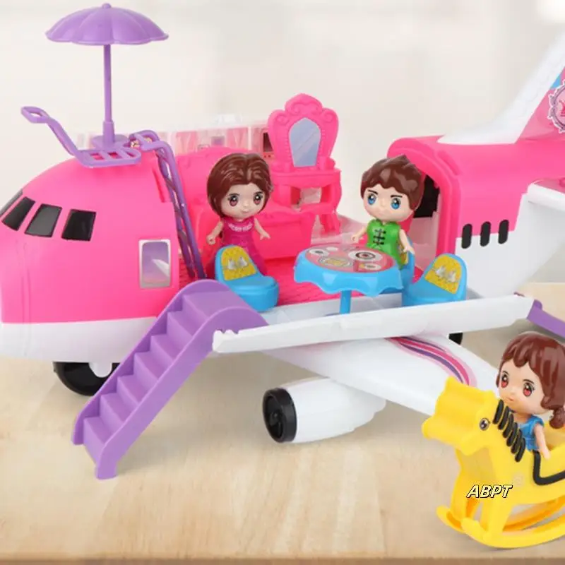 Children Inertia Airplane Model  Storage Large Size Passenger Aircraft Girl Play House Set Kids