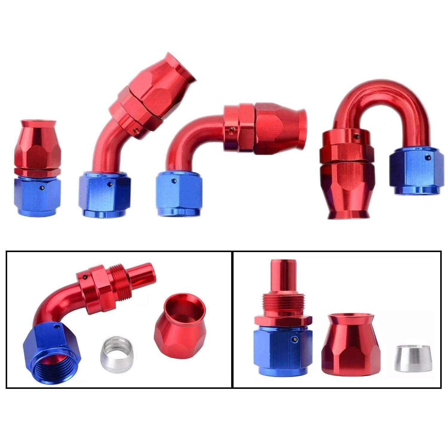 

Red&Blue AN4/AN6/AN8/AN10/AN12 PTFE Hose End Fitting Adapter for Oil Fuel Gas Hose Line