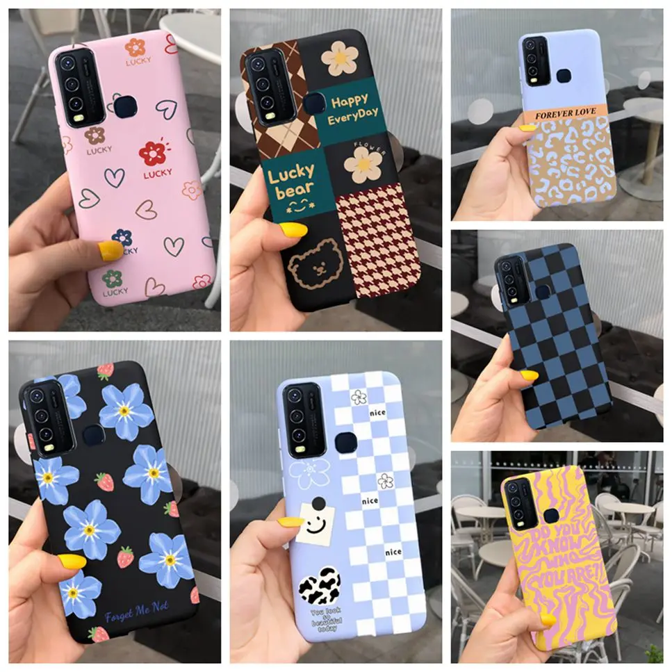 For Vivo Y50 Case Funny Cute Flowers Soft Silicone Shockproof Bumper Coque For VivoY50 1935 V1965A Phone Back Cover Funda 6.53''