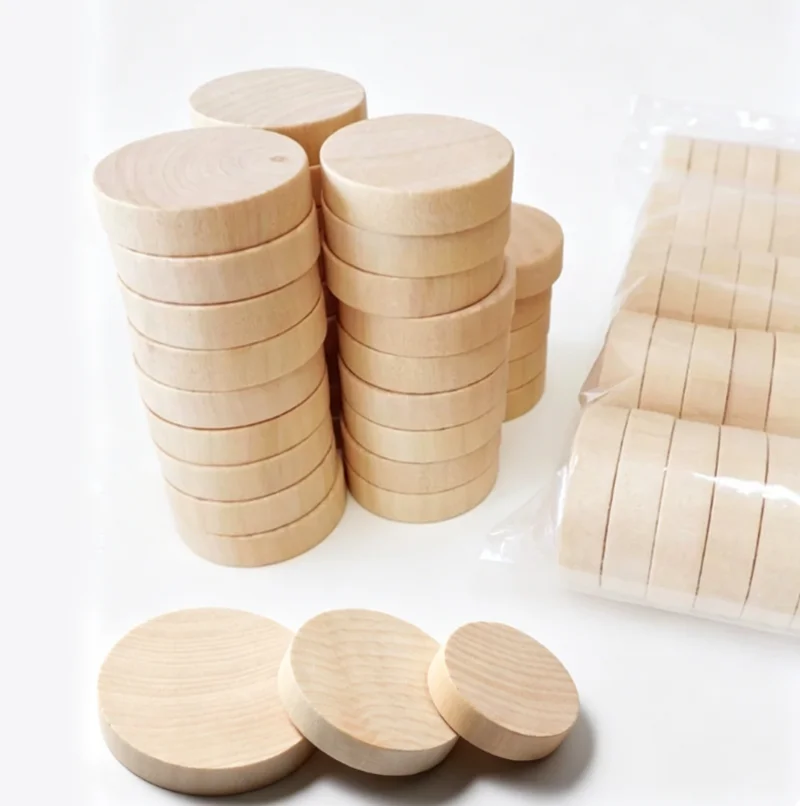 Dia 15-60mm Round Wooden Pieces Mini Unfinished Thin Wooden Boards DIY Handmade Creative Hand Painting Wooden Board Pyrography