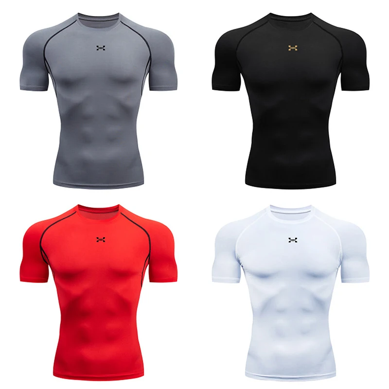 

Gym T-Shirt Men Short Sleeve Top Summer Sport Jerseys Fitness Trainer Shirt Quick Dry Breathable Running Tees Jogging Sportswear