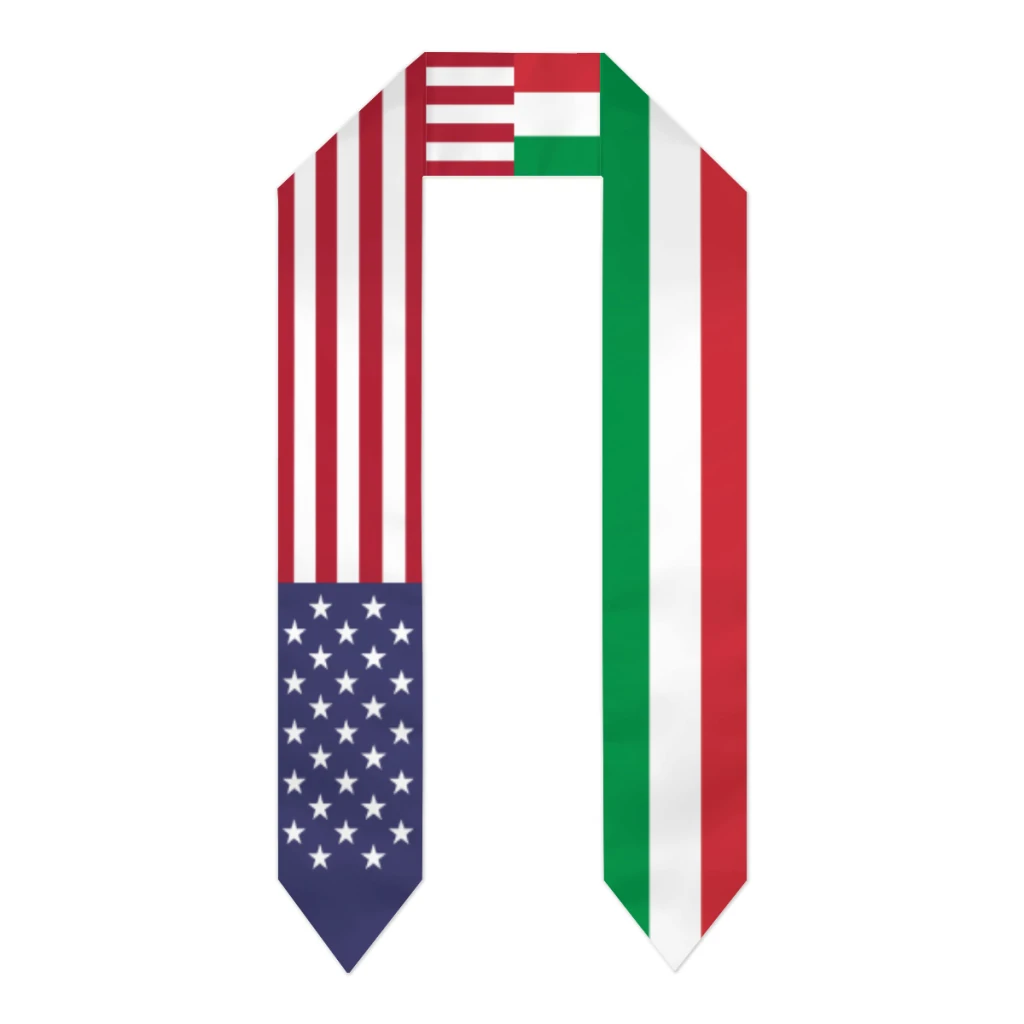 Graduation Sash Italy & USA United States Flag Stole Shawls Graduate Wraps Scraf International Student Pride Gifts