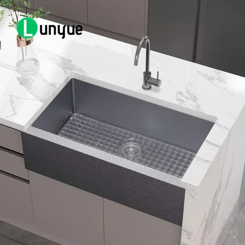 Handmade Stainless Steel Kitchen Sink Single Bowl Brushed Honeycomb Texture Anti Scratch Modern Design No Faucet Included