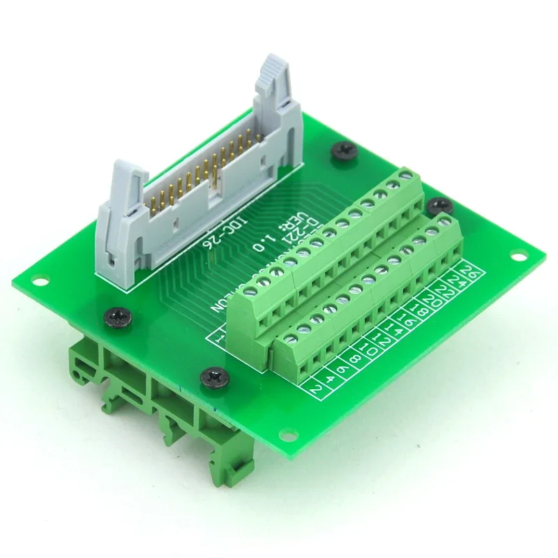 

ELECTRONICS-SALON IDC26 Header Interface Module with Simple DIN Rail Mounting feet.