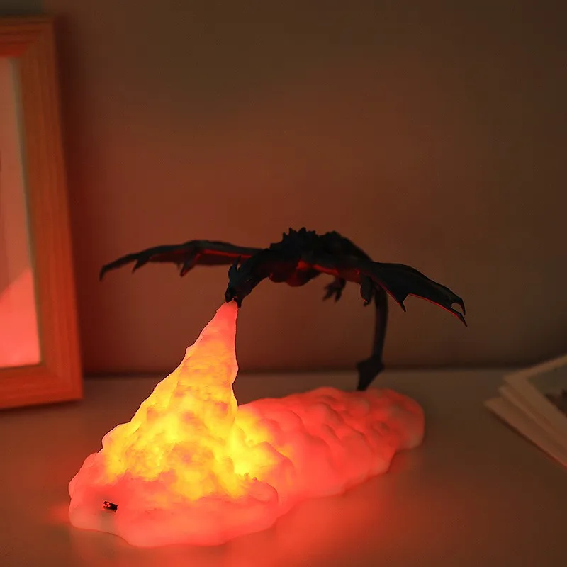 Charizard noite lâmpada feilong ornamento 3d impresso vulcão recarregável criativo candeeiro de mesa lâmpada cabeceira presente atmosfera lâmpada