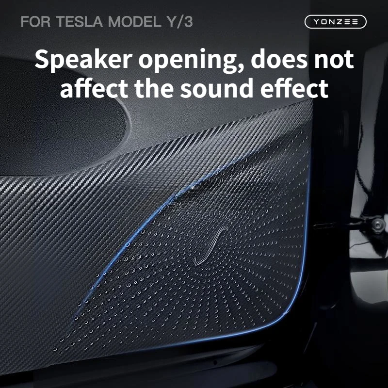 Car Accessories Tesla Model 3/Y Glove Box Anti-kick Pad Carbon Fiber Door Anti-kick Sticker Interior Protection Assecories