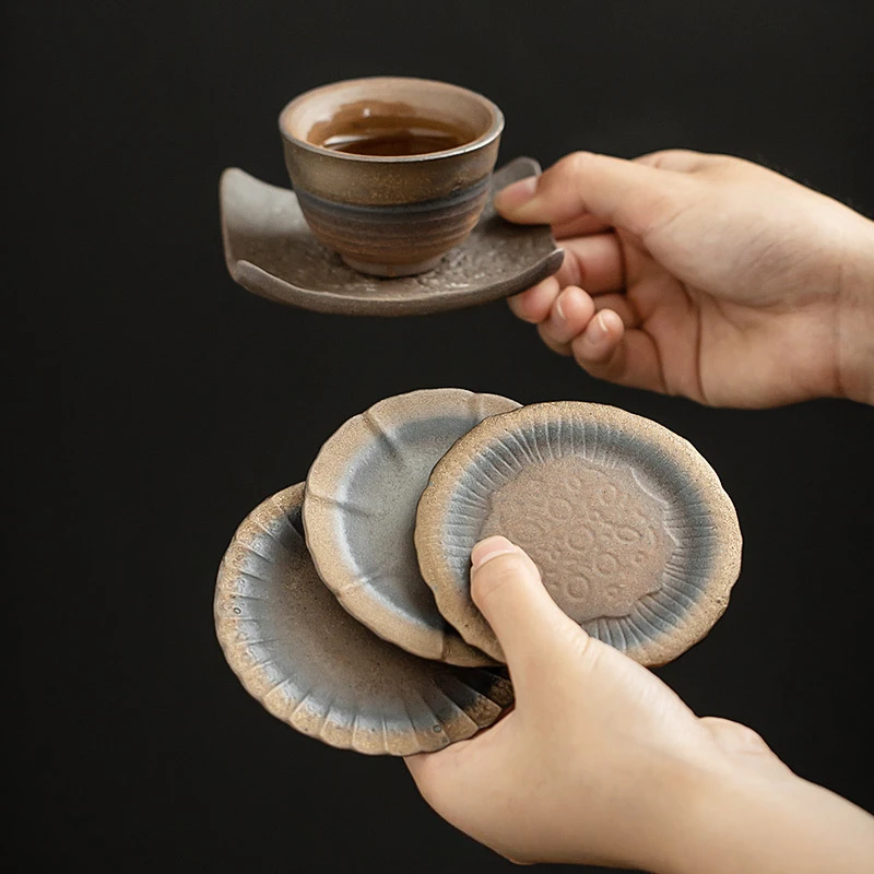 Ceramic Coasters Vintage Tea Cup Mat Heat Insulation Anti-skidding Mug Mats Waterproof Reusable Kung Fu Tea Ceremony Utensils