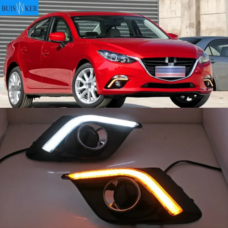 

Yellow Turn Signal Function Waterproof ABS 12V Car DRL LED Daytime Running Light Daylight For Mazda 3 2014 2015 2016