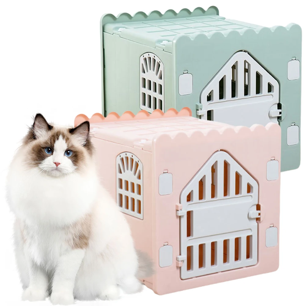 Plastic Feral Cat Shelter Stackable Pet Shelter for Cats Waterproof Indoor Cat House with Escape Door for Outdoor Indoor Use