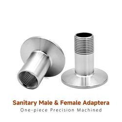 SS304/316L Sanitary Triple Clamp Adapter - BSPT Internal/External Food Grade Leak-Proof for 1/2