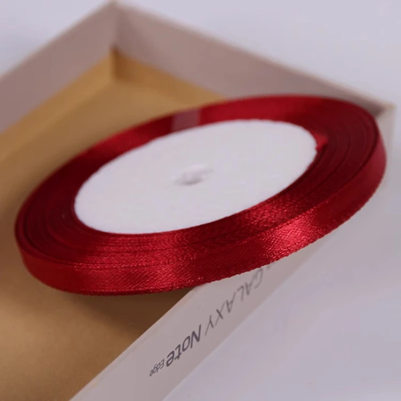 

6 мм ~ 75 мм винно-красная атласная лента на Рождество, Хэллоуин, свадьбу, день рождения, украшение для вечеринки, подарочная упаковочная лента, сделай сам, одежда, поделки, банты