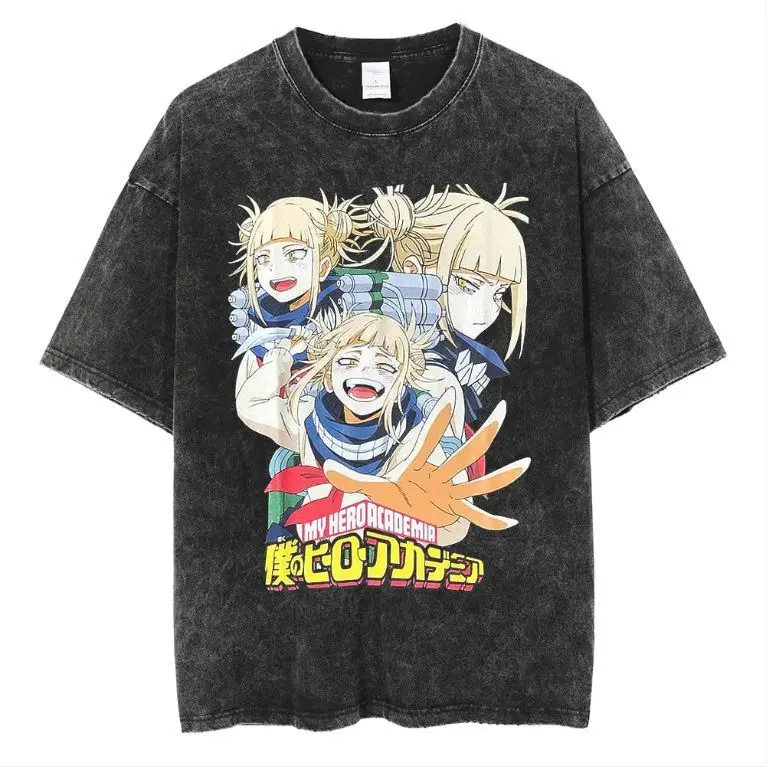 Camiseta de Algodón Lavado Estilo Vintage de Verano 2026 de Inuyasha, Estilo Urbano Oversize con Personajes Principales como Kagome, Sesshomaru y Otros