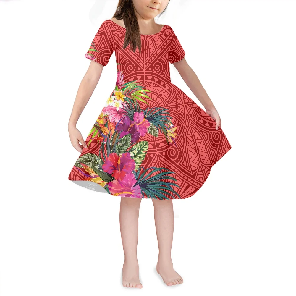 POD 4-14 Jahre Mädchen Casual Kleid Samoa Polynesian Vintage Stil Kinder Sommer Prinzessin Kleid Kinder Party Ball Pageant kleid