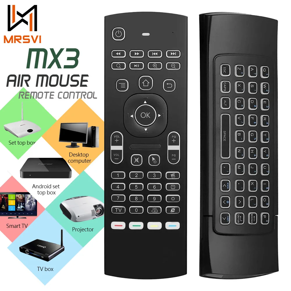 MRSVI Air Mouse Remote Control MX3 Voice Backlit 2.4G Gyroscope Wireless Keyboard For Android TV Box X96 Mini H96 MAX Smart TV
