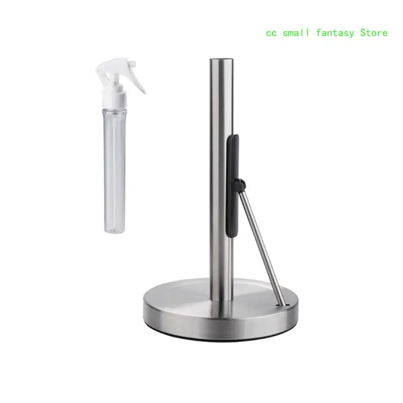 

R3MA Standing Paper Stand with Sprays Bottle Stainless Steel Tissue Roll Rack Metal Paper Towel Dispenser for Everyday Use