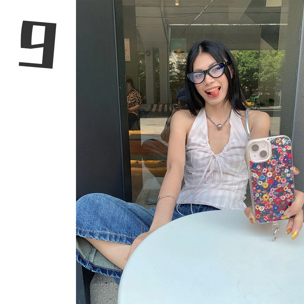 

Sweet and Spicy Style V-neck Striped Lace-up Neck Women 2025 Summer Versatile Beauty Back Sling Vest