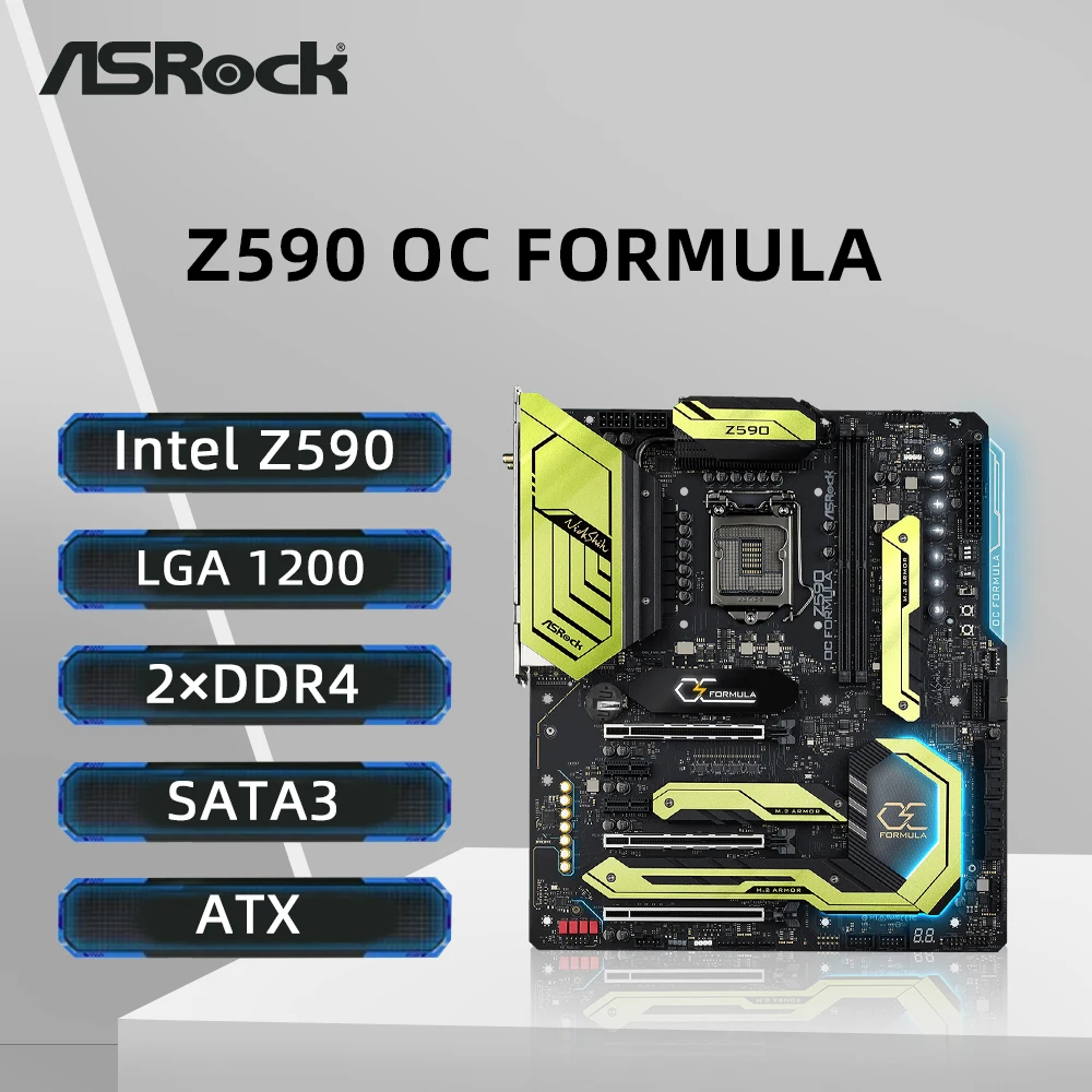 ASRock Z590 OC FORMULA Motherboard LGA1200 Supports i9-11900KF i7-10700K i5-10400F i5-11600K CPU Intel Z590 DDR4 6000MHz M.2 ATX