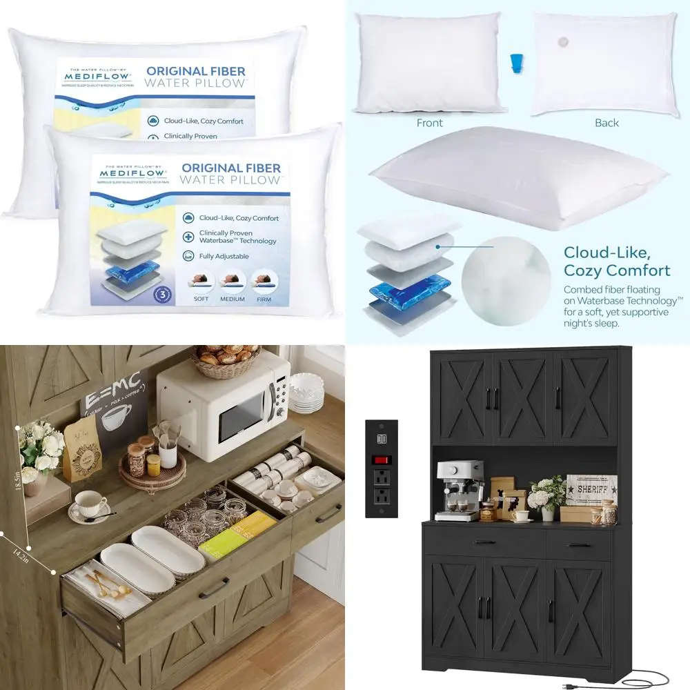 وسادة مياه من الألياف Mediflow - دعم قابل للتخصيص لراحة الرقبة، مناسبة لنائمون الجانب والظهر والمعدة، الأصلي #1