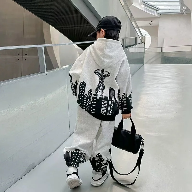 Boys Sweatshirts +Trousers Cotton Kids Sport Suits 2PCS/Set 2026 Loose Winter Autumn School Plus Size Outfits Children Sets