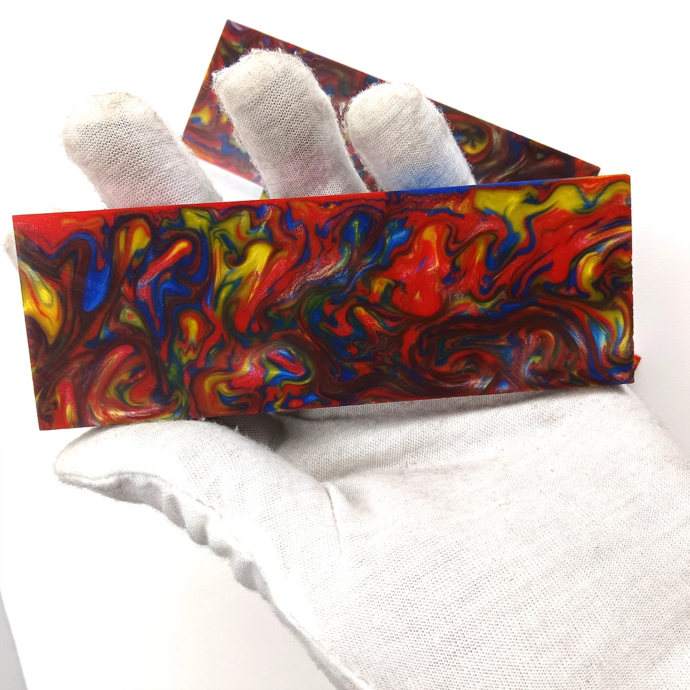 2pcs Red Mixed Resin Material for DIY Knife Handle Making Material Compound Resin Material Slingshot Handle Material 120x40x8mm
