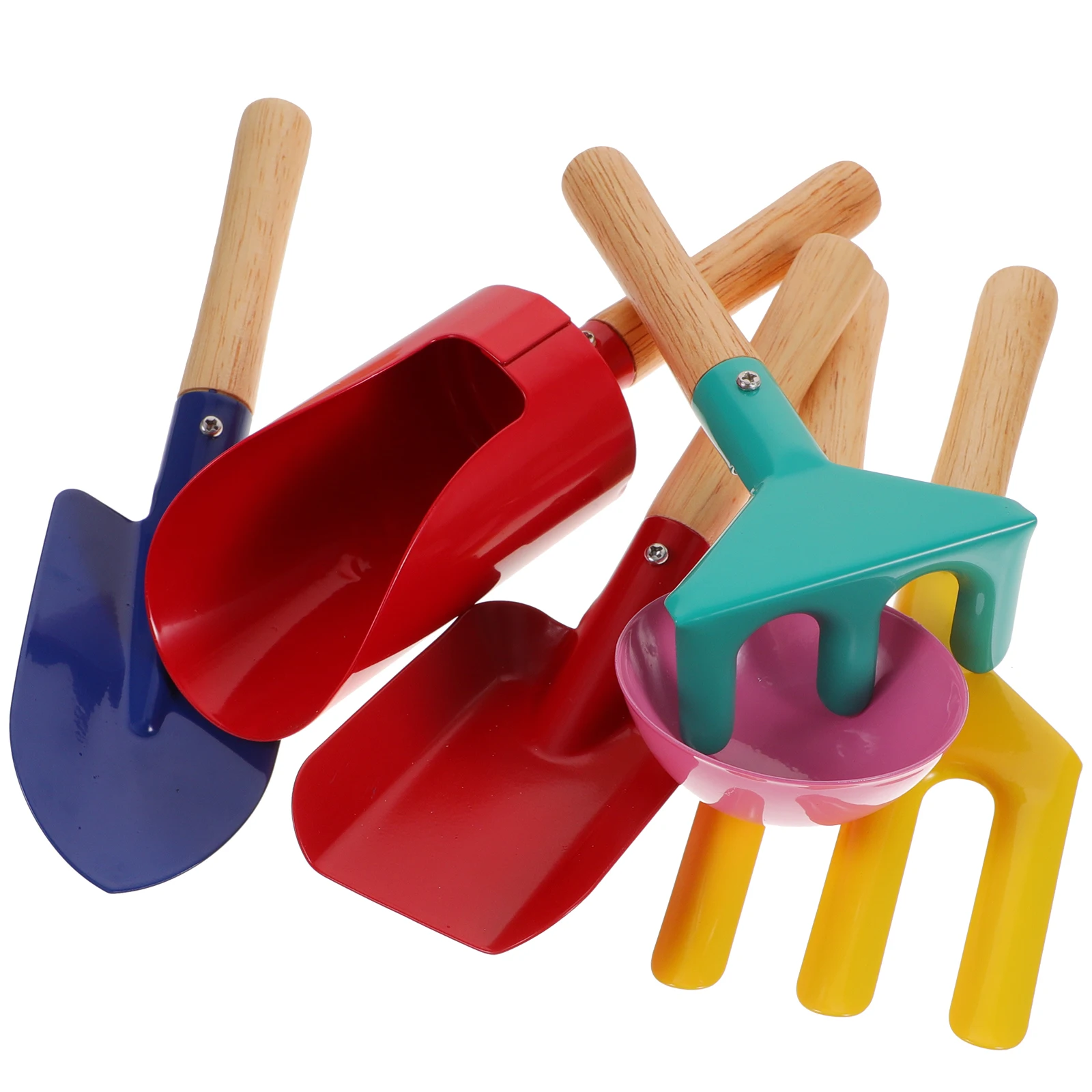 

1 set Mini Gardening Shovel Set Kids Tools Small Rake Hand Planting Lightweight Iron Wood Craft Outdoor Fun Bright Colors Sand