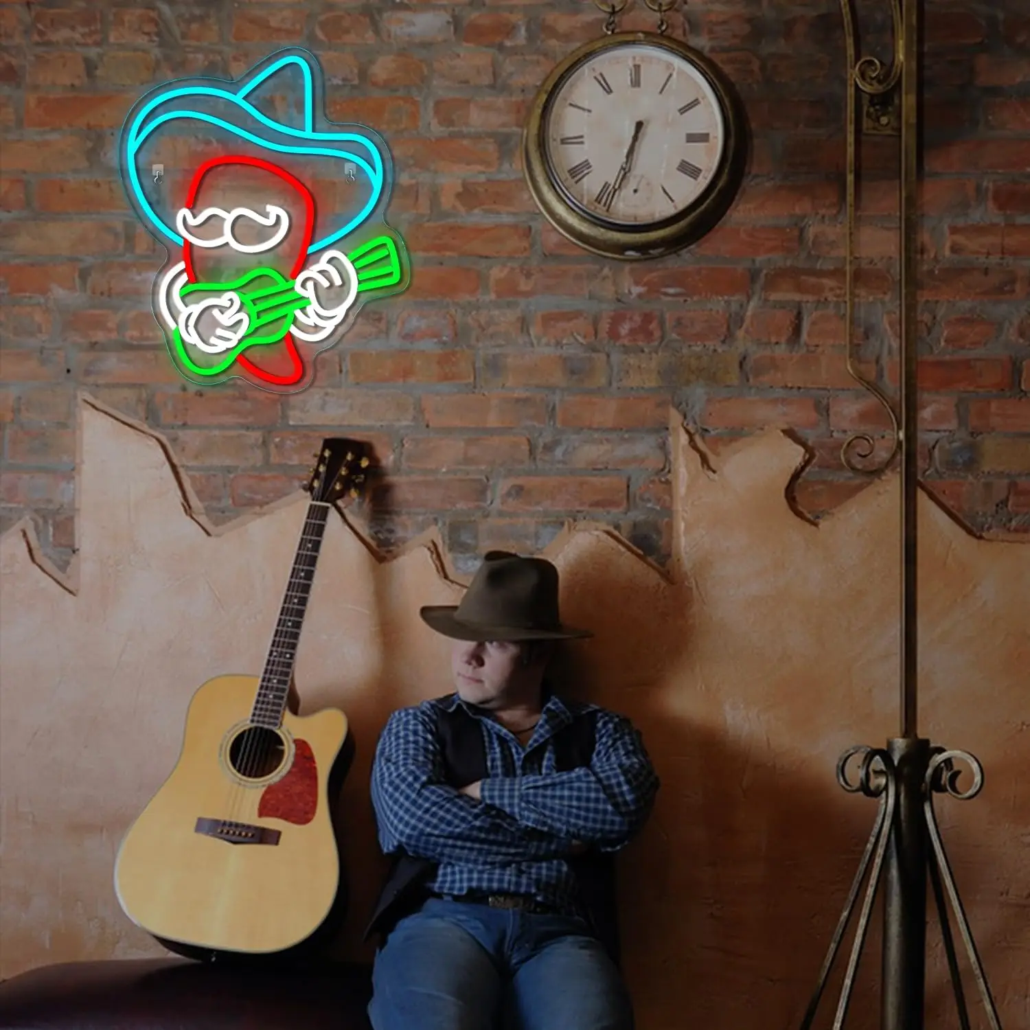 Sombrero de vaquero Chili guitarra letrero de neón USB regulable Anime pimienta luz Led para sala de juegos decoración del hogar dormitorio regalo personalizado