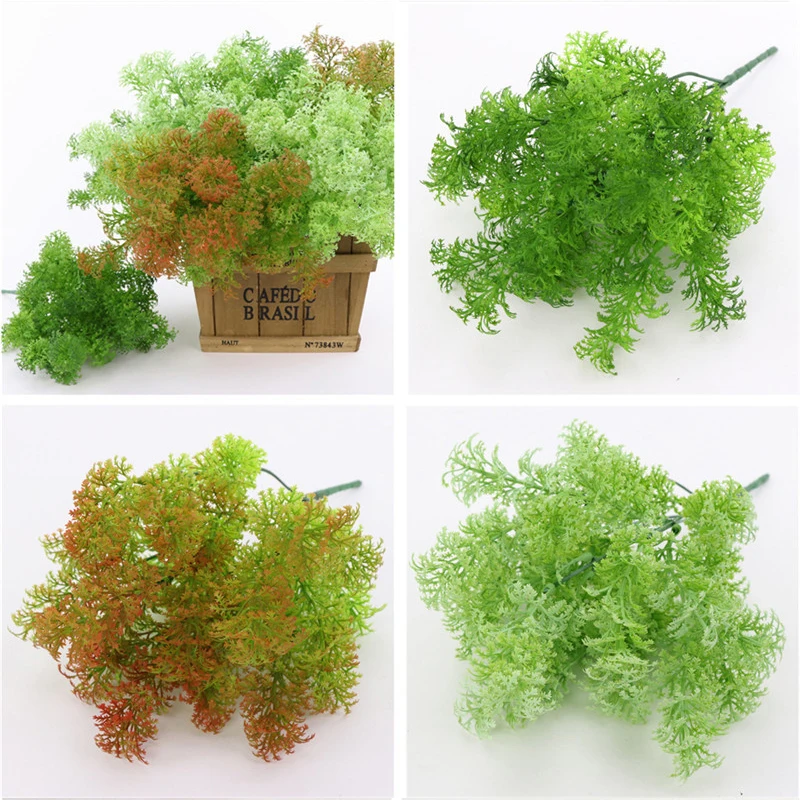 가짜 식물 유칼립투스 잔디 플라스틱 고사리, 녹색 잎, 인공 꽃, 웨딩 거실 테이블 장식, 홈 데코, 1 개