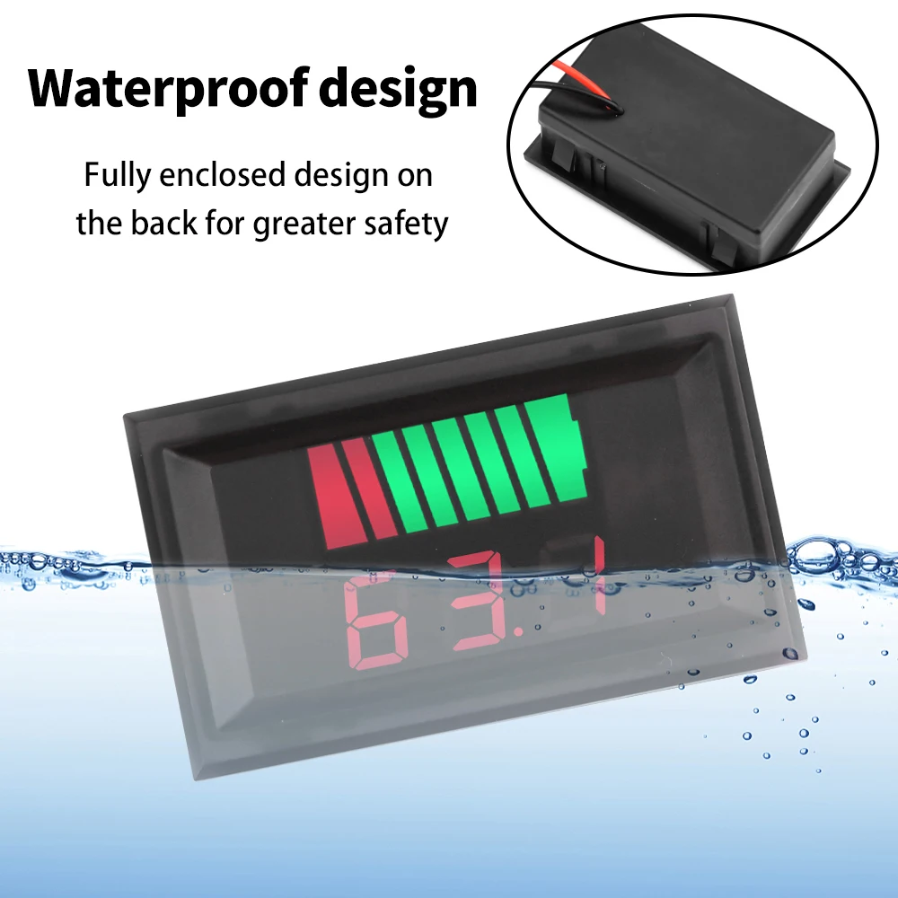 เครื่องวัดระดับการชาร์จแบตเตอรี่รถยนต์ DC 6 ~ 100V 2-20S มิเตอร์ความจุของแบตเตอรี่ลิเธียมตะกั่วกรด4-20S PO4ชีวิตลิเธียม