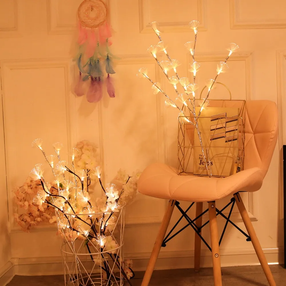 1PC20LED батарейный отсек из волокна, гирлянда с цветком, без батареи, подходит для спальни, гостиной и украшения дома